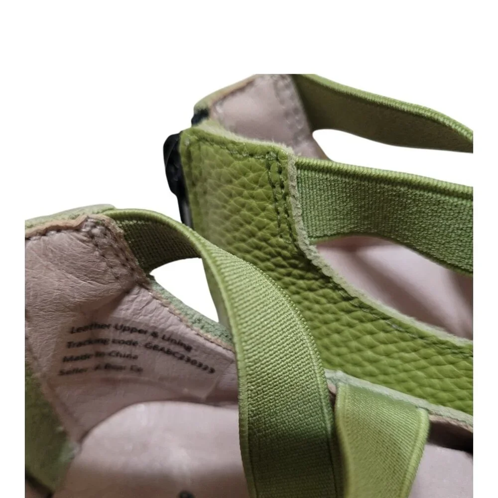 NEW A‎ Bear Co Toddler Size 3 Pebbled Leather Ballerina Flats Green Girl's